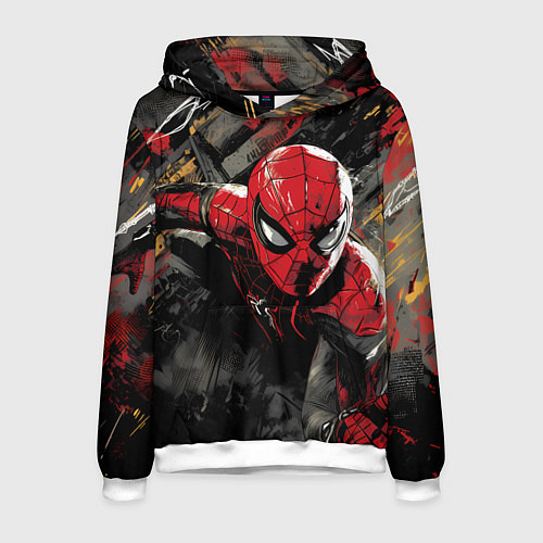Мужская толстовка Человек-паук и красная краска / 3D-Белый – фото 1