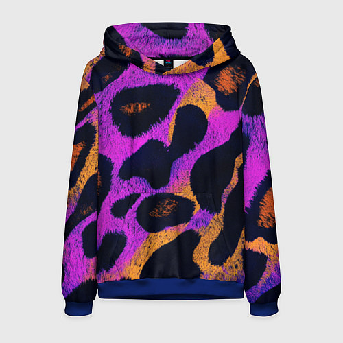 Мужская толстовка Неоновый леопардовый узор / 3D-Синий – фото 1