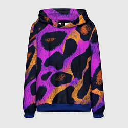 Толстовка-худи мужская Неоновый леопардовый узор, цвет: 3D-синий