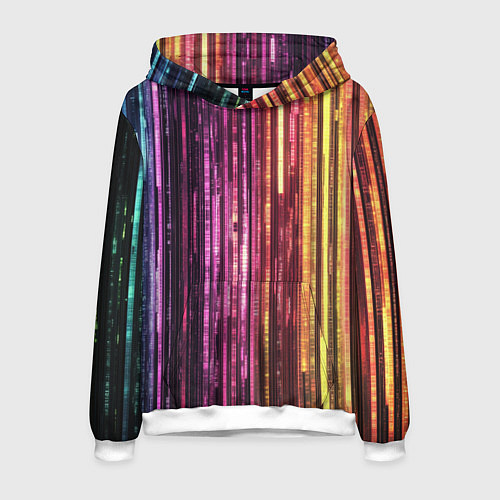 Мужская толстовка Неоновый и переливающийся киберпанк узор / 3D-Белый – фото 1