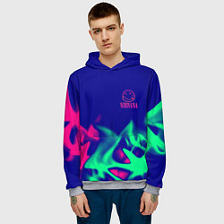 Толстовка-худи мужская Nirvana fire neon, цвет: 3D-меланж — фото 2