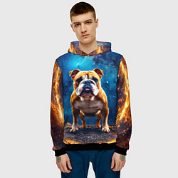 Толстовка-худи мужская Бульдог в космосе, цвет: 3D-черный — фото 2
