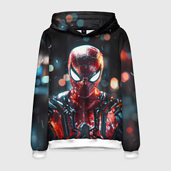 Толстовка-худи мужская Человек-паук и вспышки света, цвет: 3D-белый