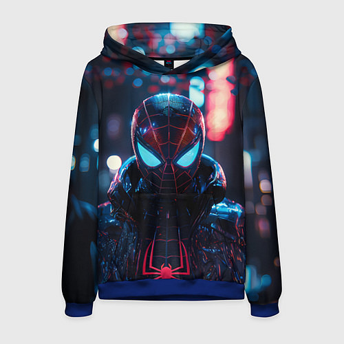 Мужская толстовка Человек-паук в вечернем городе / 3D-Синий – фото 1