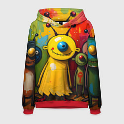 Толстовка-худи мужская Арт с человечками, цвет: 3D-красный