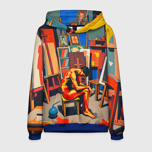 Мужская толстовка Художник в мастерской / 3D-Синий – фото 1