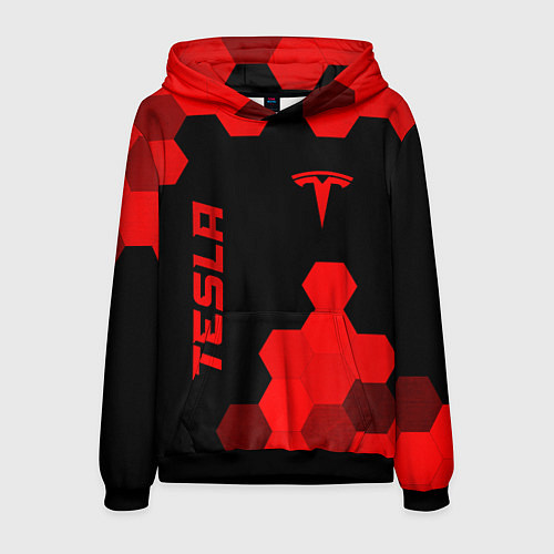 Мужская толстовка Tesla - red gradient вертикально / 3D-Черный – фото 1