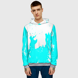 Толстовка-худи мужская Голубой огонь текстура, цвет: 3D-меланж — фото 2
