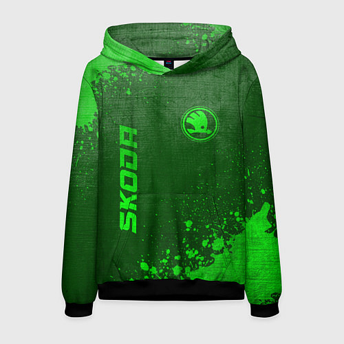 Мужская толстовка Skoda - green gradient вертикально / 3D-Черный – фото 1