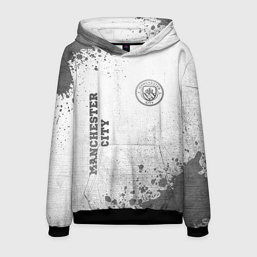 Мужская толстовка Manchester City - white gradient вертикально / 3D-Черный – фото 1