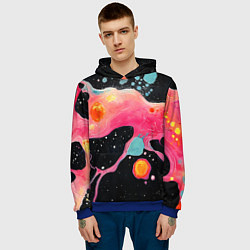 Толстовка-худи мужская Розовая текстура в черном, цвет: 3D-синий — фото 2