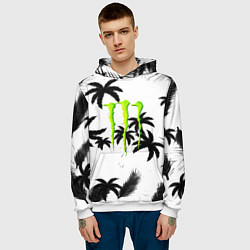 Толстовка-худи мужская Monster energy пальмы, цвет: 3D-белый — фото 2