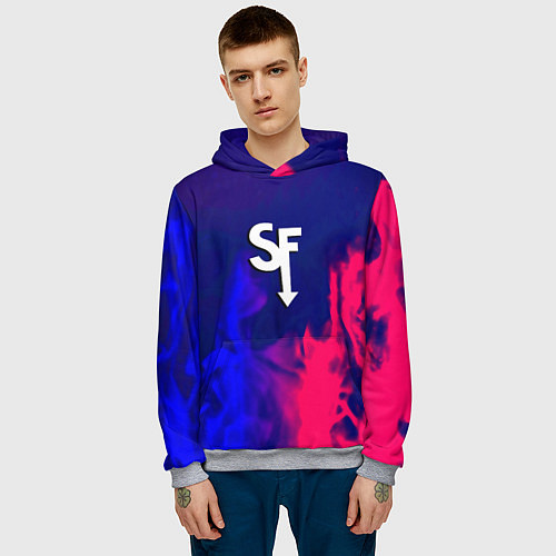 Мужская толстовка Sally face neon flame / 3D-Меланж – фото 3