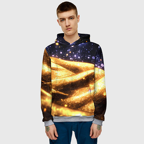 Мужская толстовка Золотая текстура и синее небо / 3D-Меланж – фото 3
