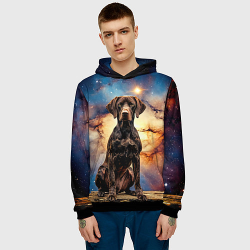 Мужская толстовка Курцхаар и космос / 3D-Черный – фото 3