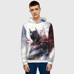 Толстовка-худи мужская Бэтмен в тумане, цвет: 3D-белый — фото 2
