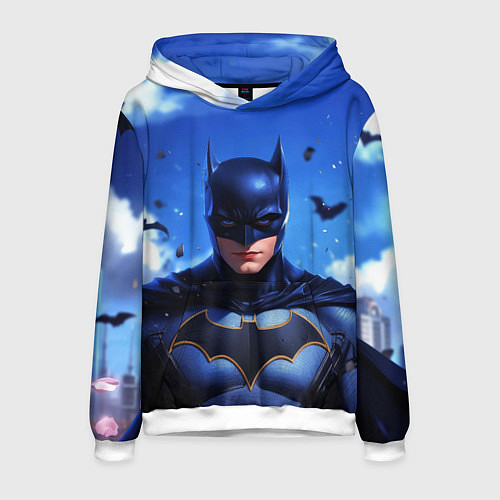Мужская толстовка Бэтмен синее небо / 3D-Белый – фото 1