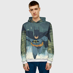 Толстовка-худи мужская Бэтмен старый стиль, цвет: 3D-белый — фото 2
