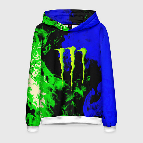 Мужская толстовка Monster energy кислотный огонь / 3D-Белый – фото 1