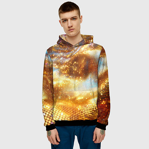 Мужская толстовка Блестящая золотая текстура / 3D-Черный – фото 3