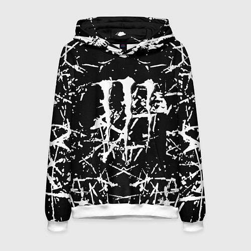 Мужская толстовка Monster energy белые штрихи краско / 3D-Белый – фото 1