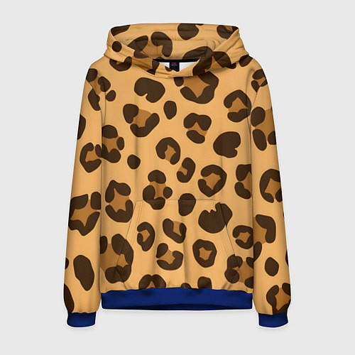 Мужская толстовка Коричневые пятна леопарда / 3D-Синий – фото 1