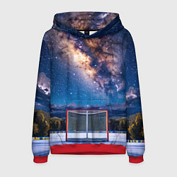 Толстовка-худи мужская Хоккейные ворота в ночи, цвет: 3D-красный