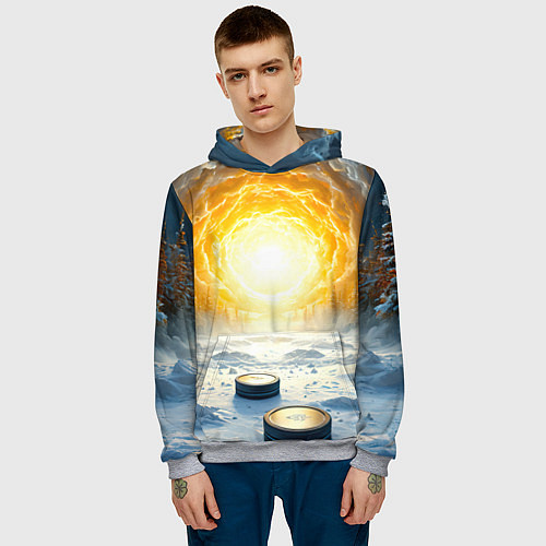 Мужская толстовка Шайбы в лесу / 3D-Меланж – фото 3