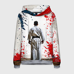 Толстовка-худи мужская Борец айкидо на белом, цвет: 3D-меланж