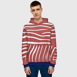Толстовка-худи мужская Полоски красной зебры, цвет: 3D-синий — фото 2