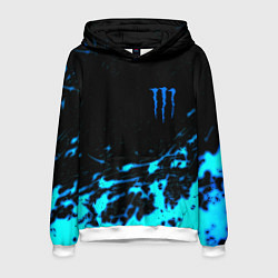 Толстовка-худи мужская Monster energy голубые краски, цвет: 3D-белый