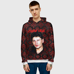 Толстовка-худи мужская Сектор газа красные узоры, цвет: 3D-белый — фото 2