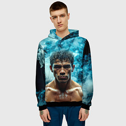 Толстовка-худи мужская Артуро Гатти в дыму, цвет: 3D-черный — фото 2