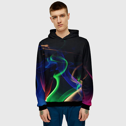 Мужская толстовка Color blue green red / 3D-Черный – фото 3