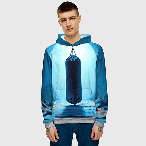Мужская толстовка Боксерская груша на синем / 3D-Меланж – фото 3
