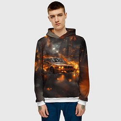 Толстовка-худи мужская БМВ в огне, цвет: 3D-белый — фото 2