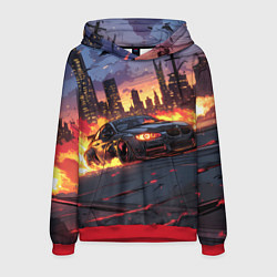 Толстовка-худи мужская BMW огненная дорога, цвет: 3D-красный