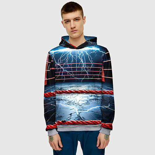 Мужская толстовка Ринг и молния / 3D-Меланж – фото 3