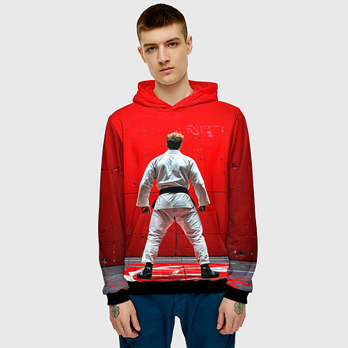 Мужская толстовка Боец джиу-джитсу на красном / 3D-Черный – фото 3