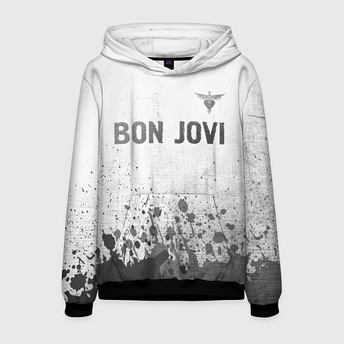 Мужская толстовка Bon Jovi - white gradient посередине / 3D-Черный – фото 1