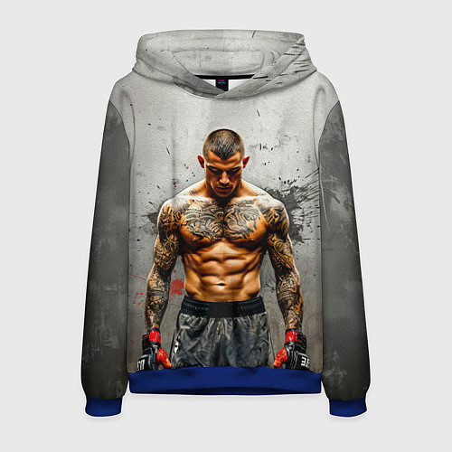 Мужская толстовка Дастин Порье на сером / 3D-Синий – фото 1