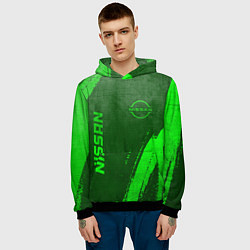 Толстовка-худи мужская Nissan - green gradient вертикально, цвет: 3D-черный — фото 2
