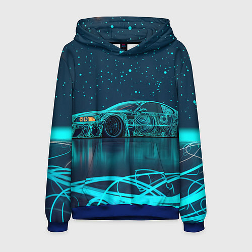 Мужская толстовка BMW неоновый фон / 3D-Синий – фото 1