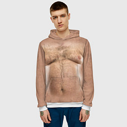 Толстовка-худи мужская Волосатое тело толстяка, цвет: 3D-белый — фото 2