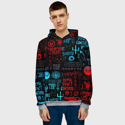 Мужская толстовка Twenty one pilots rock pattern / 3D-Меланж – фото 3