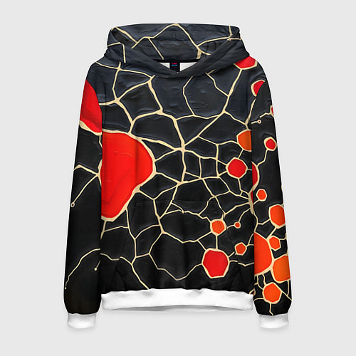 Мужская толстовка Красная абстракция на черном лаке / 3D-Белый – фото 1