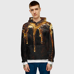 Толстовка-худи мужская Стекающий мед - текстура, цвет: 3D-белый — фото 2