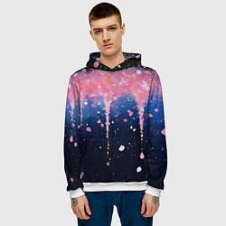 Толстовка-худи мужская Розово-синяя текстура, цвет: 3D-белый — фото 2