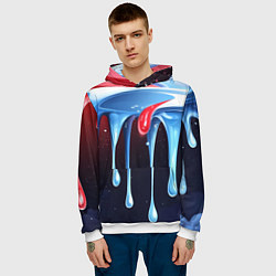 Толстовка-худи мужская Синие и красные слизи текстура, цвет: 3D-белый — фото 2