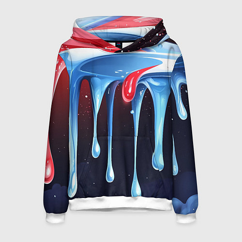 Мужская толстовка Синие и красные слизи текстура / 3D-Белый – фото 1